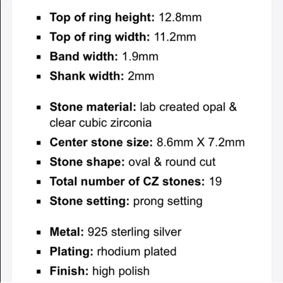 925 Sterling Silver White Lab Opal CZ Ring - Picture 8 of 8